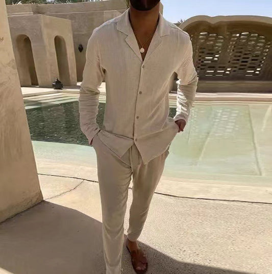 Męski Garnitur Casual z Marynarką i Spodniami Slim Fit