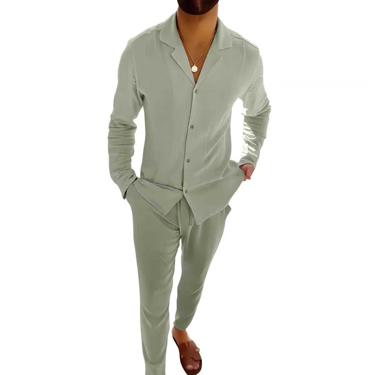 Męski Garnitur Casual z Marynarką i Spodniami Slim Fit