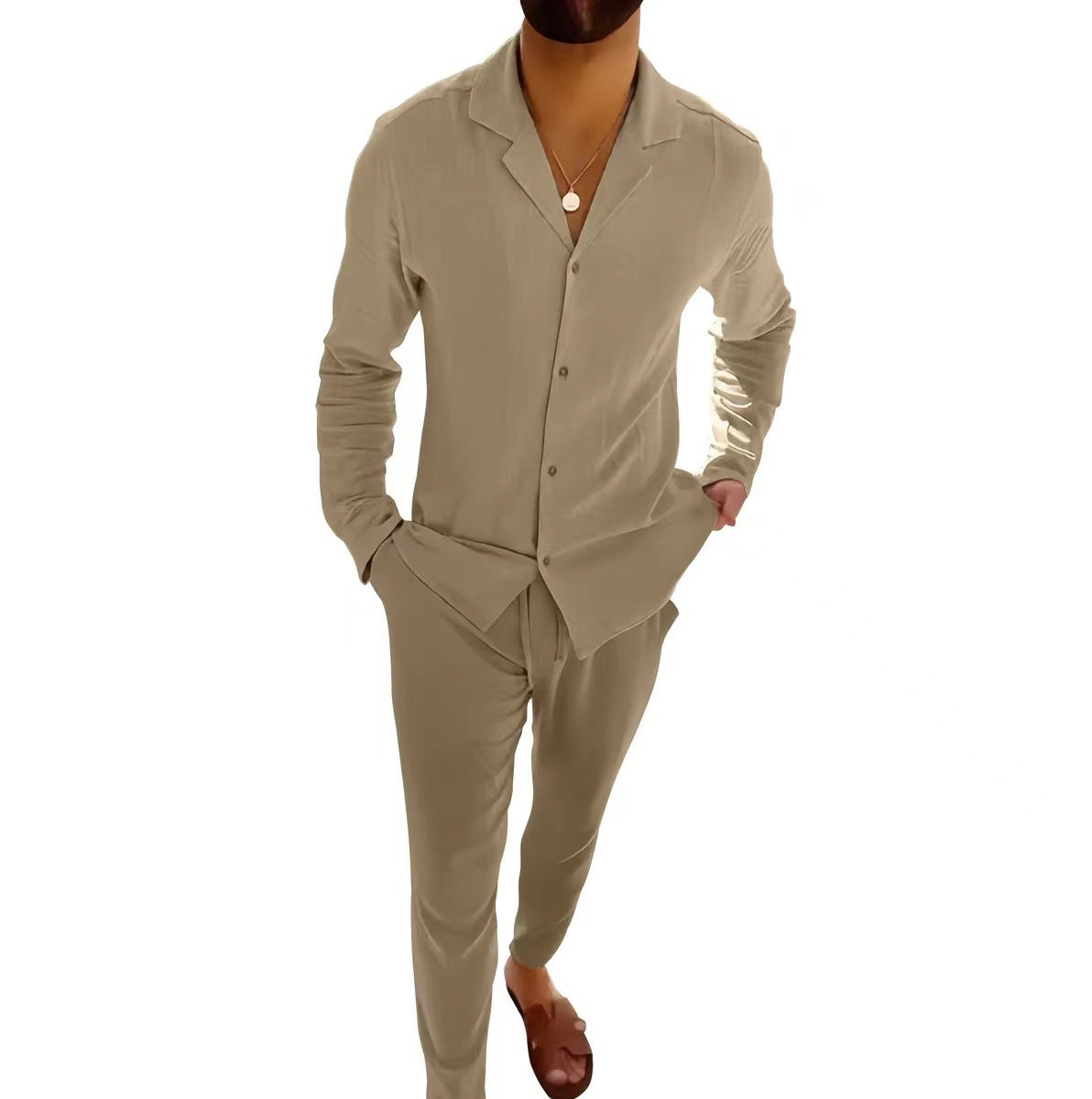 Męski Garnitur Casual z Marynarką i Spodniami Slim Fit