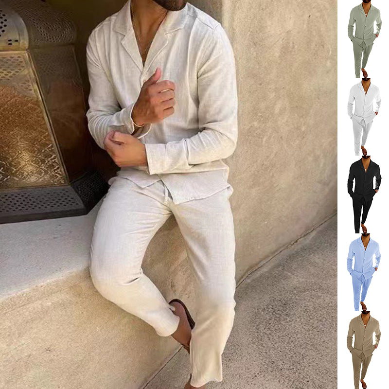 Męski Garnitur Casual z Marynarką i Spodniami Slim Fit