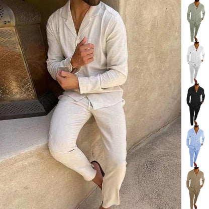 Męski Garnitur Casual z Marynarką i Spodniami Slim Fit