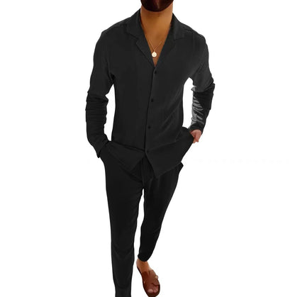 Męski Garnitur Casual z Marynarką i Spodniami Slim Fit