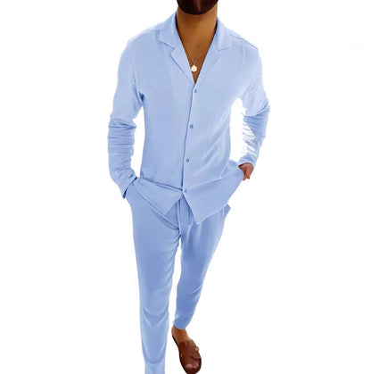 Męski Garnitur Casual z Marynarką i Spodniami Slim Fit