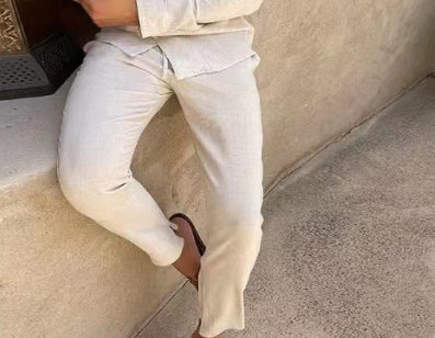 Męski Garnitur Casual z Marynarką i Spodniami Slim Fit
