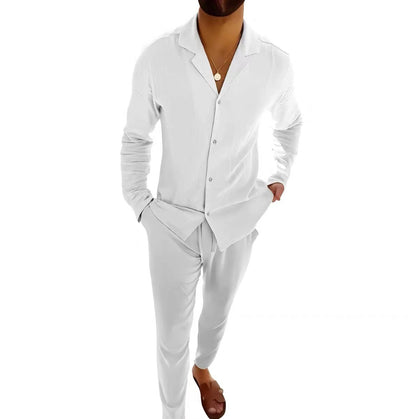 Męski Garnitur Casual z Marynarką i Spodniami Slim Fit